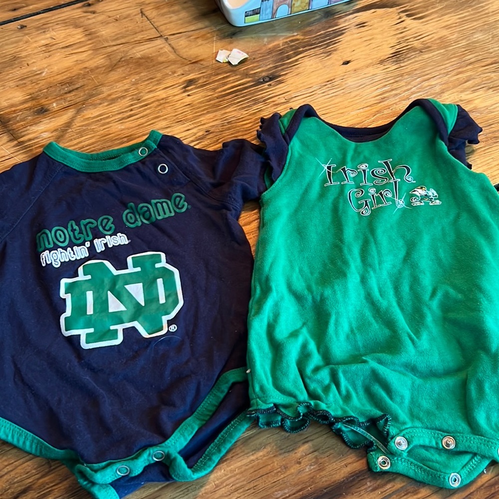 Set of 2 Notre Dame onesies so 0-3 months